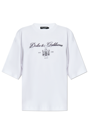 Dolce & Gabbana T-SHIRT WITH LOGO APPLIQUE Tシャツ 快適 ロゴ White T-shirt with logo applique Dolce & Gabbana - Vitkac AS